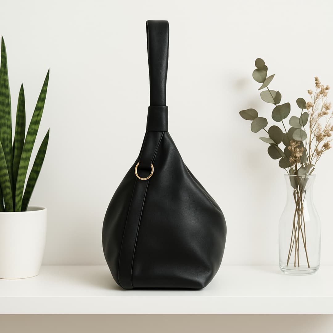 Soft Hobo Shoulder Bag – Black in Black thumbnail 6