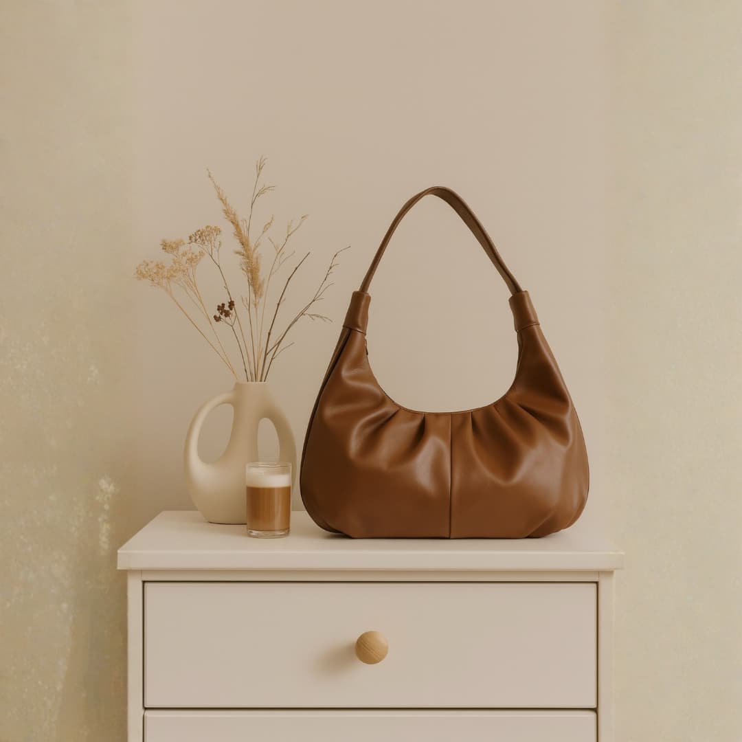 Soft Hobo Shoulder Bag – Brown in Brown thumbnail 8