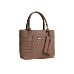 Classic Brown Quilted Tote Handbag with Pouch in Brown