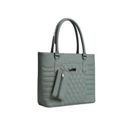 Elegant Green Quilted Tote Handbag with Pouch in Green