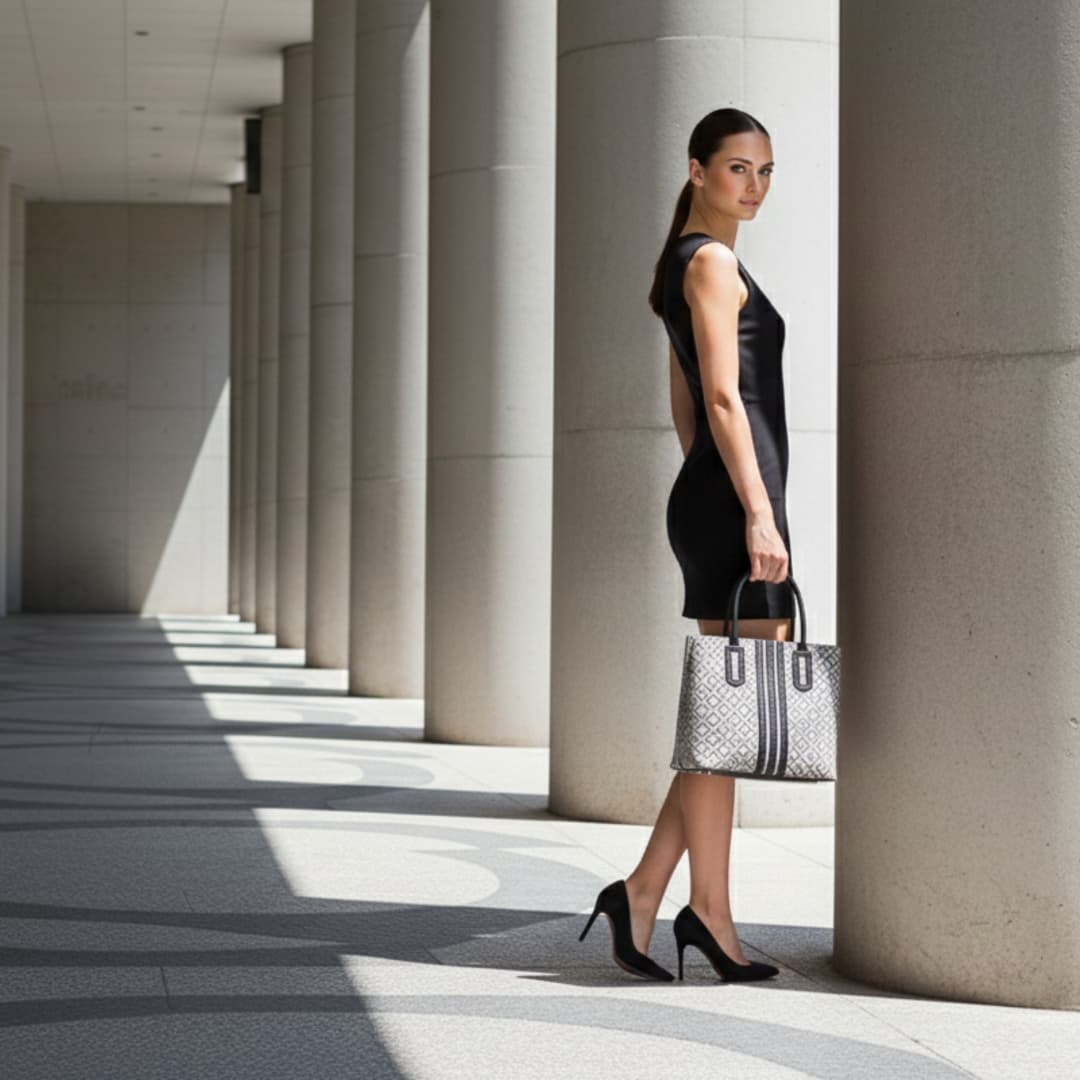 BW Pattern Tote Bag in Bw thumbnail 2