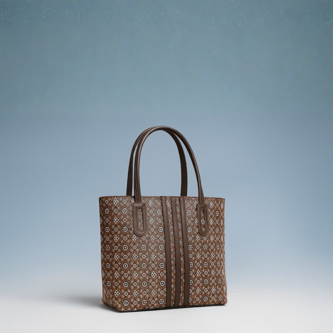Tan Pattern Tote Bag in Tan thumbnail 4