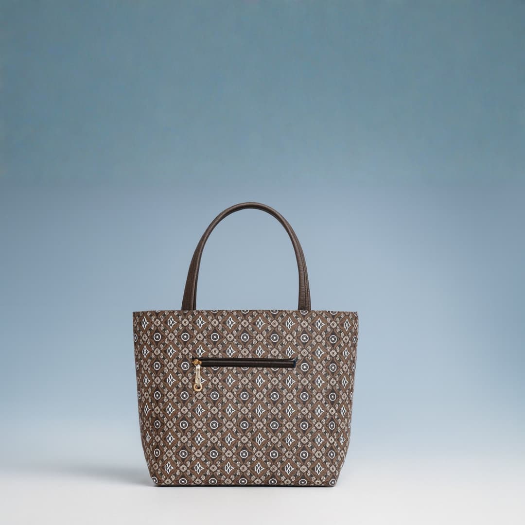 Tan Pattern Tote Bag in Tan thumbnail 5