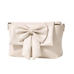 Beige Bow Crossbody Bag in Beige