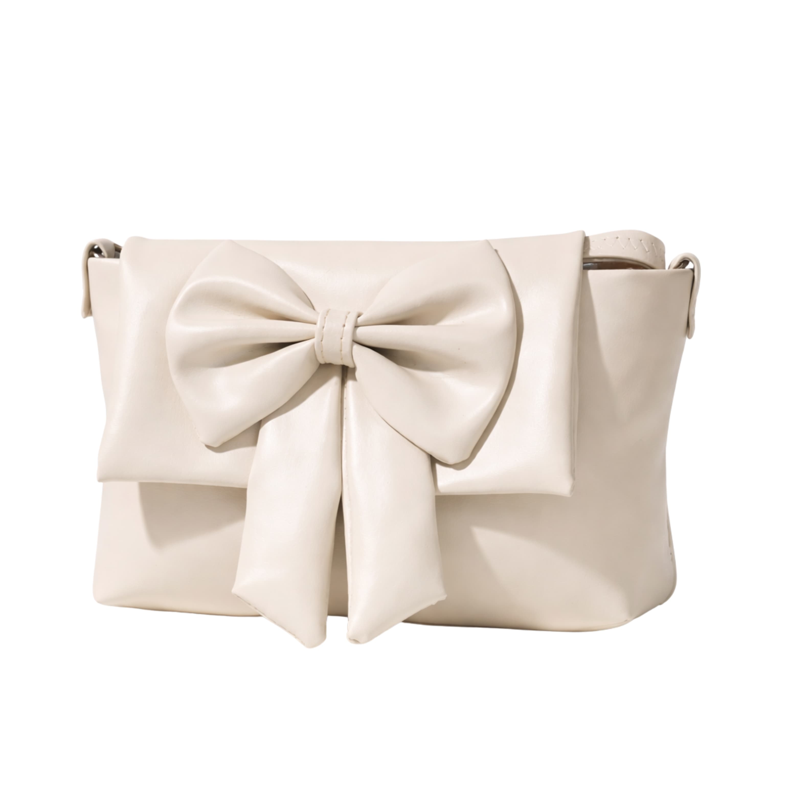 Beige Bow Crossbody Bag in Beige thumbnail 1