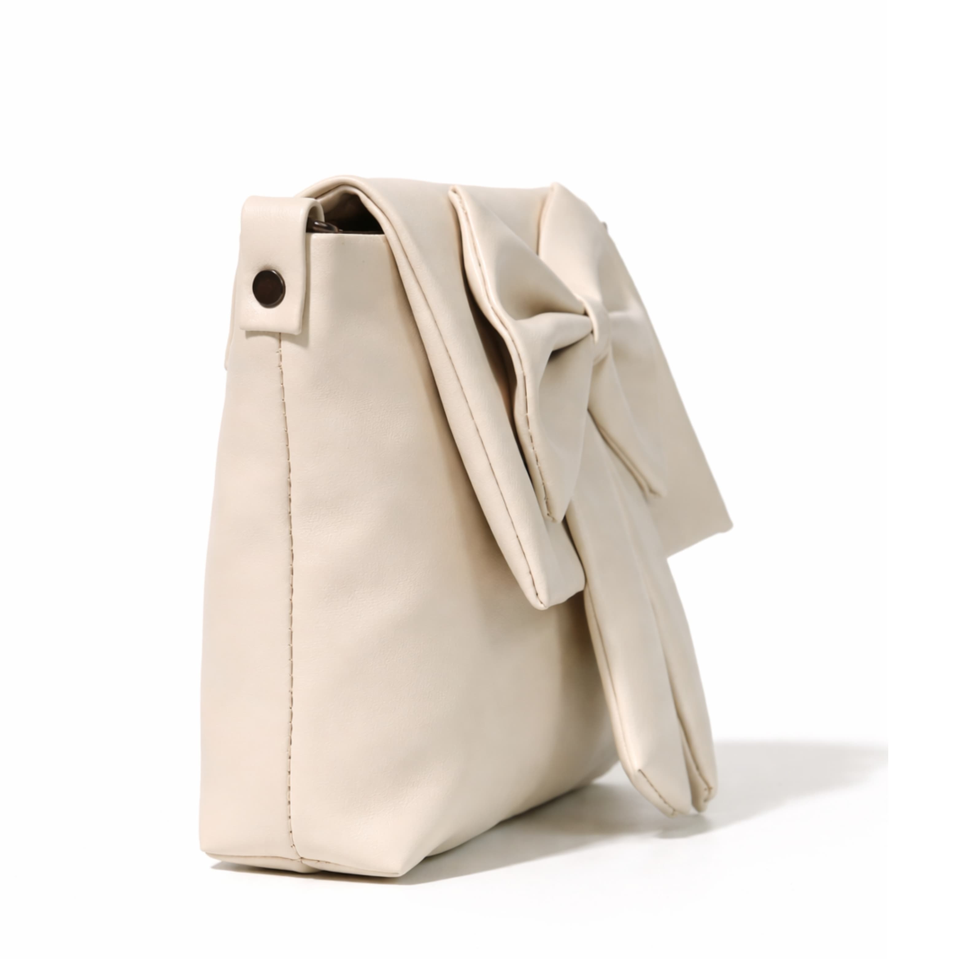 Beige Bow Crossbody Bag in Beige thumbnail 5