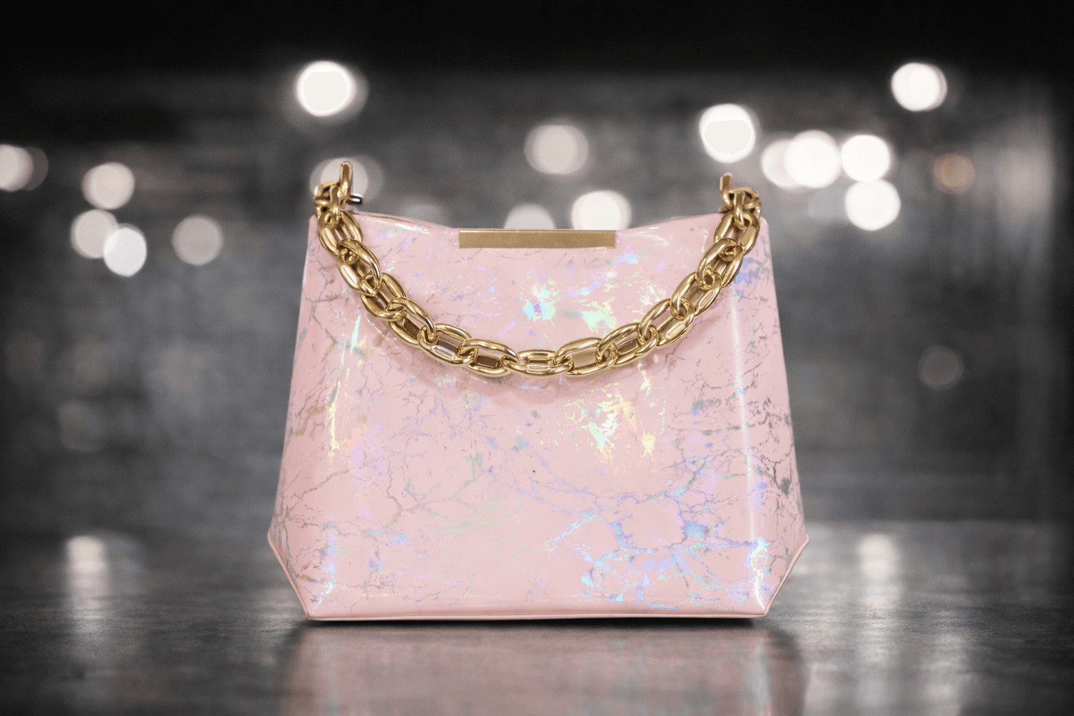 Pink Holographic Chain Handbag in Pink thumbnail 3