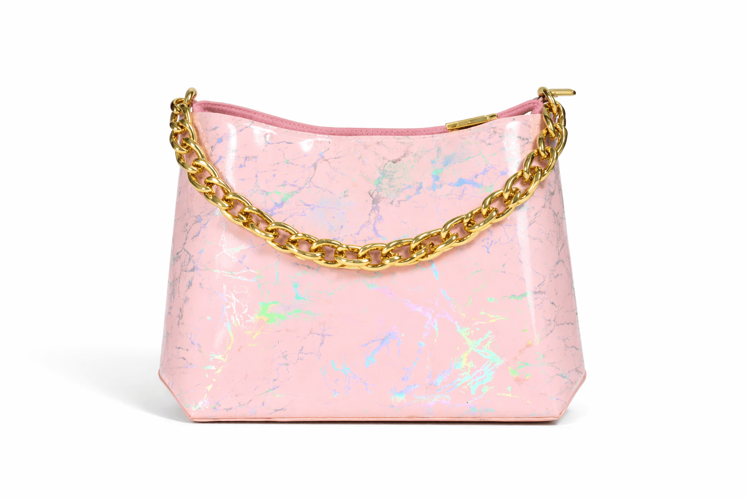 Pink Holographic Chain Handbag in Pink thumbnail 5
