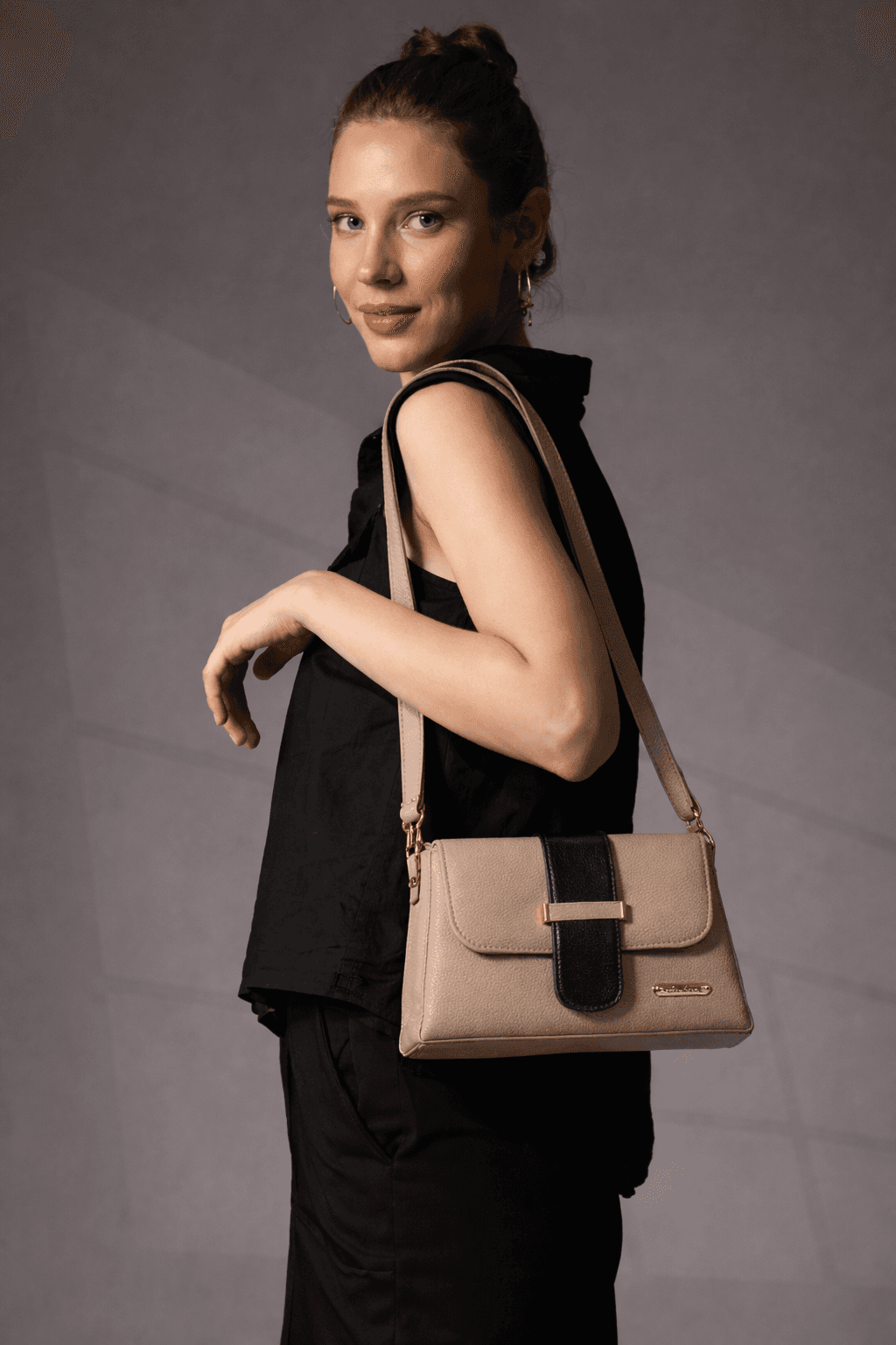 Elegance Flap Mini Sling Bag in Tan thumbnail 2