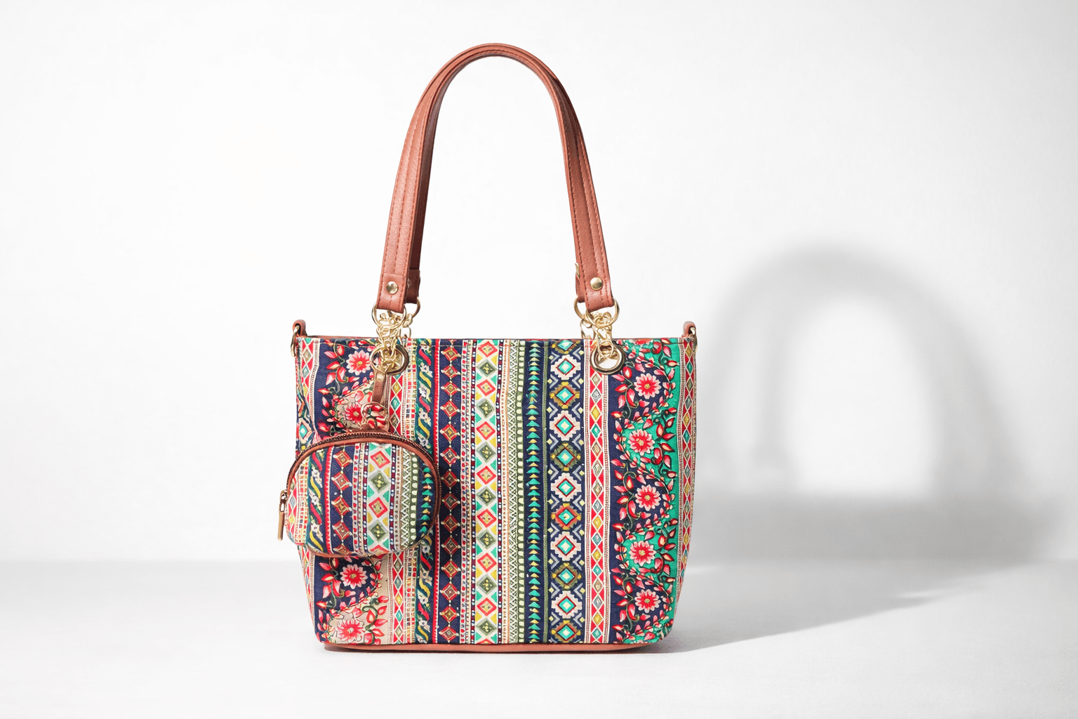 Ethnic Print Handbag in Multicolor thumbnail 3