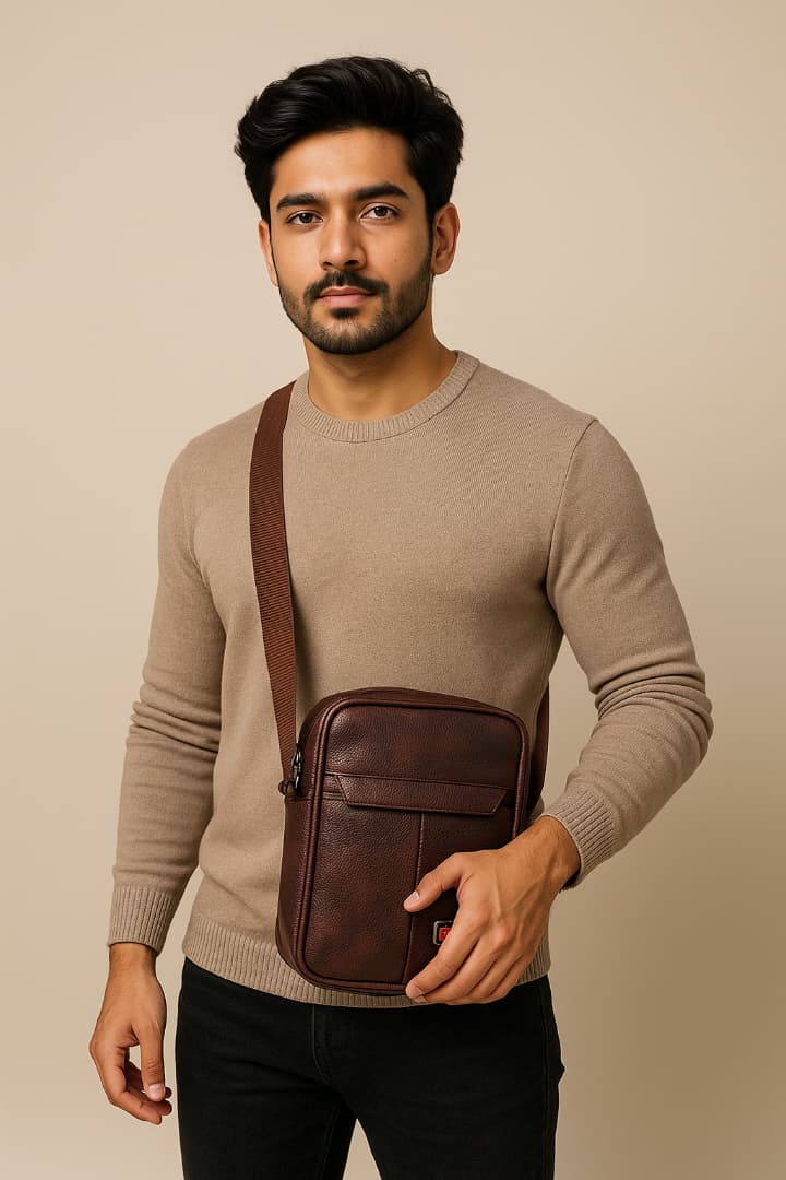 Men's Classic Sling Bag in Brown thumbnail 2