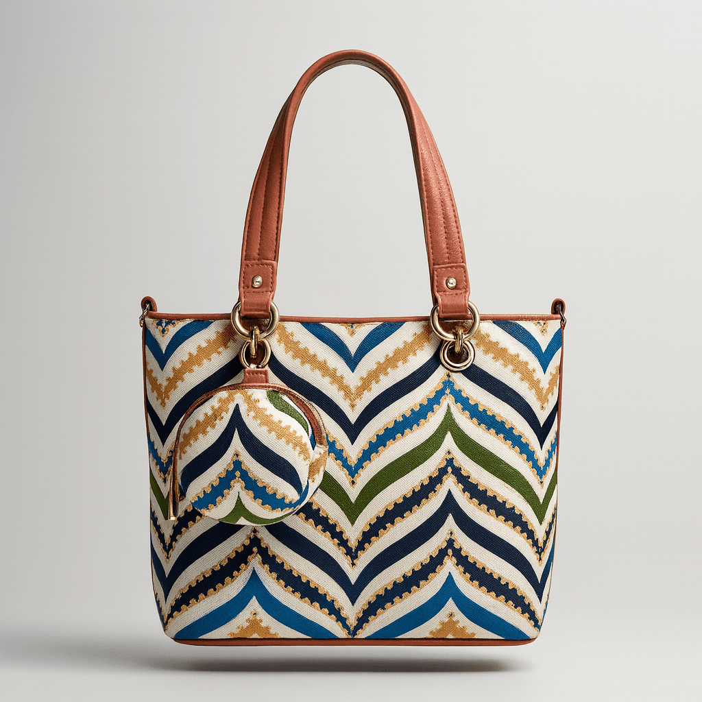 Printed Tote Handbag in Multicolor thumbnail 4