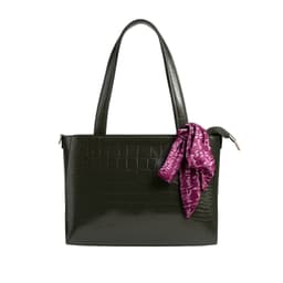 Green Croc-Texture Tote Bag in Green