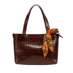 Redwine Croc-Texture Tote Bag in Redwine