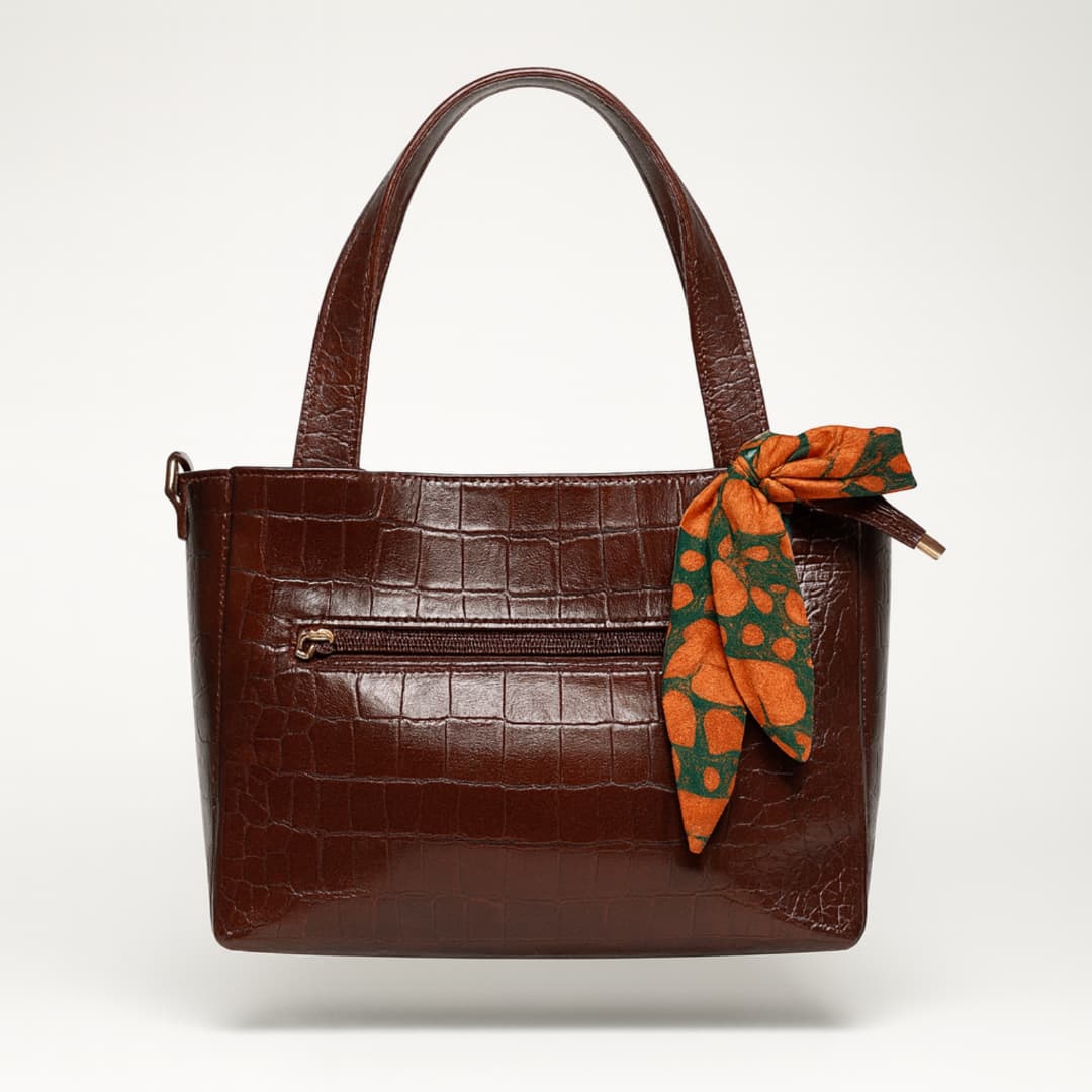 Redwine Croc-Texture Tote Bag in Redwine thumbnail 6