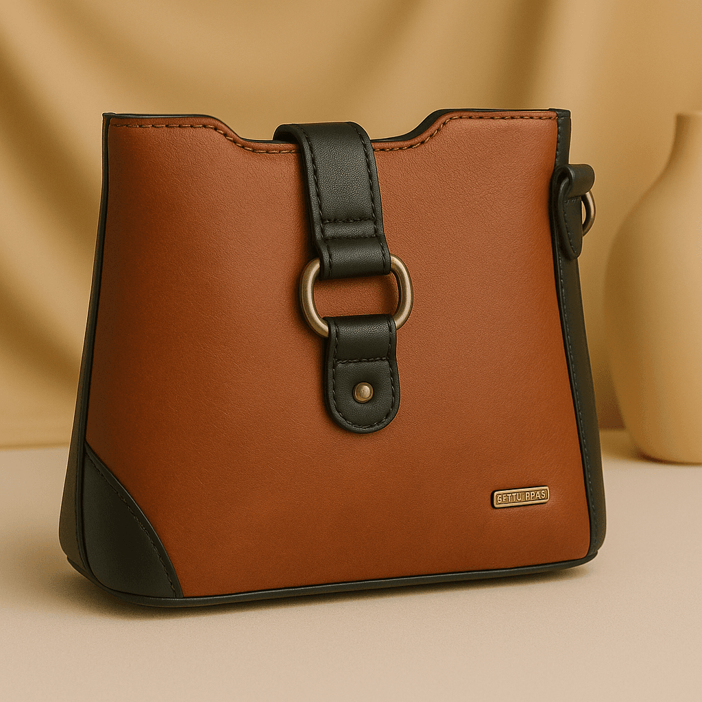 Women & Girls Cross Body Sling Bag with Height Adjustable Belt - Brown thumbnail 1