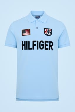 Polo Neck Pure Cotton Light Blue T-Shirt