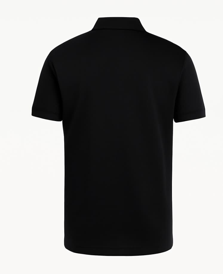  Men Solid Polo Neck Pure Cotton Black T-Shirt thumbnail 2