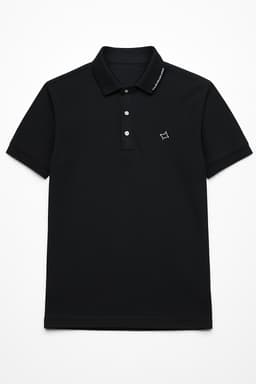 Men Solid Polo Neck Cotton Blend Black T-Shirt