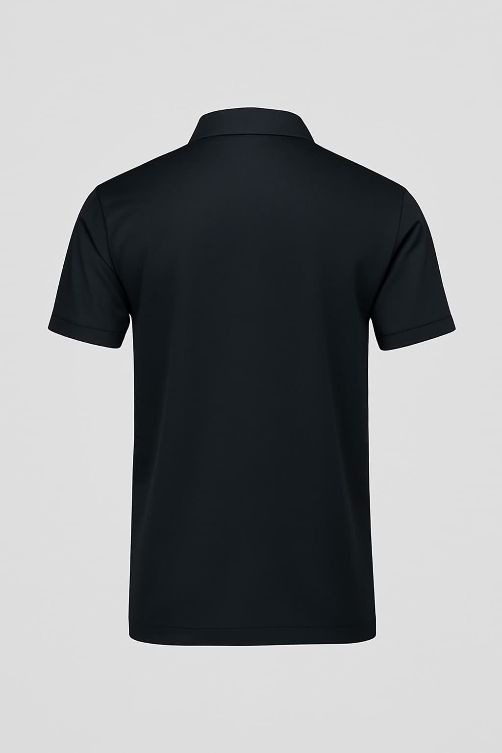 Men Solid Polo Neck Cotton Blend Black T-Shirt thumbnail 2