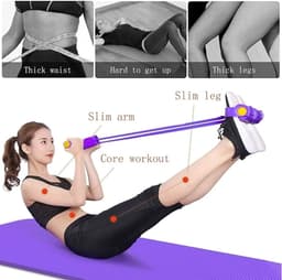 Pull Reducer Training Bands – 4 Tube Tummy Trimmer Pedal Exerciser For Belly Fat, Arm & Leg Workout
