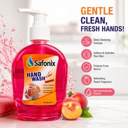 Safonix Hand Wash Liquid | Fresh Peach Fragrance 250 ML Pack Of 2