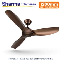 Brown 1200 mm Three-Blade Ceiling Fan with Sculpted Curved Blade Design