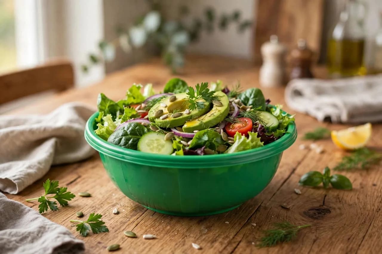 Round Plastic Serving Bowl with Smooth Interior and Raised Rim