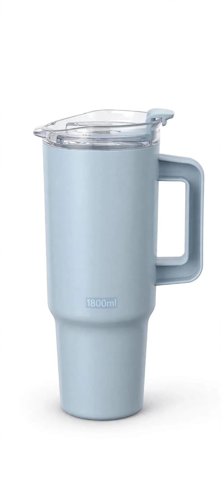 Handled Tumbler with Straw and Flip-Top Lid for Cold Drinks 1800 ML thumbnail 2