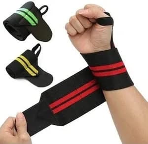 Black and Red Adjustable Elastic Wrist Wraps with Thumb Loops for Gym Training thumbnail 5
