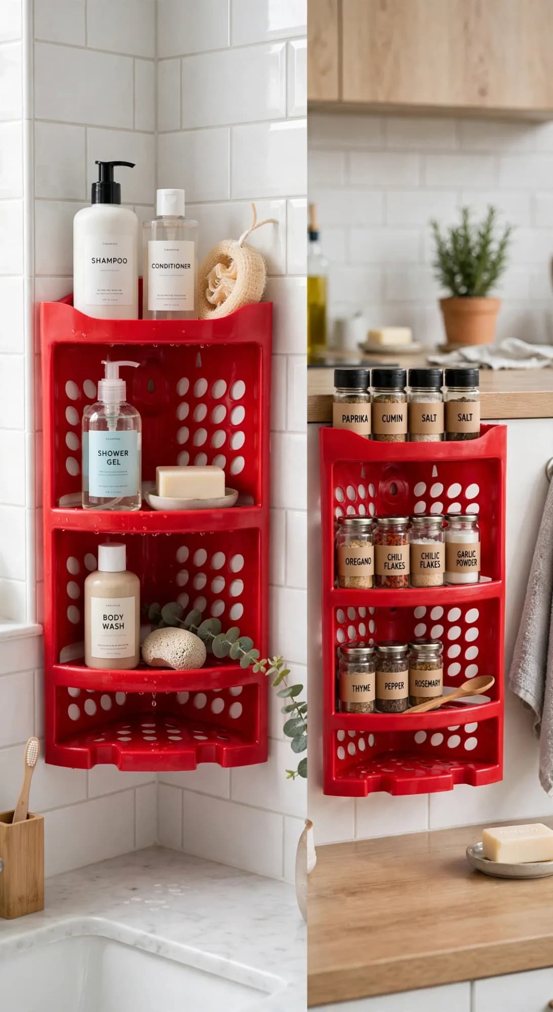 Moulded Plastic 4-Tier Corner Bathroom Storage Organizer Shelf thumbnail 4