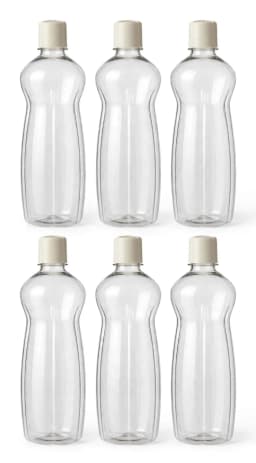 Transparent Curved Plastic Water Bottle with Cream Screw Cap, 1 L