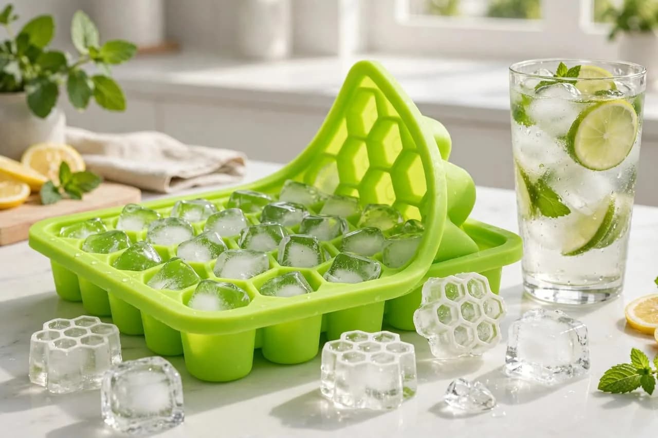 Green Honeycomb Hexagon Ice Cube Mould Tray, 10 Inch thumbnail 2
