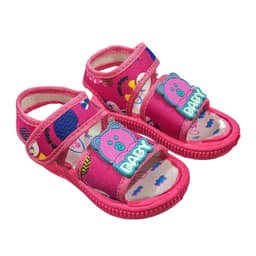Infant Cartoon Bear Open-Front Sandals with Ankle Strap Design