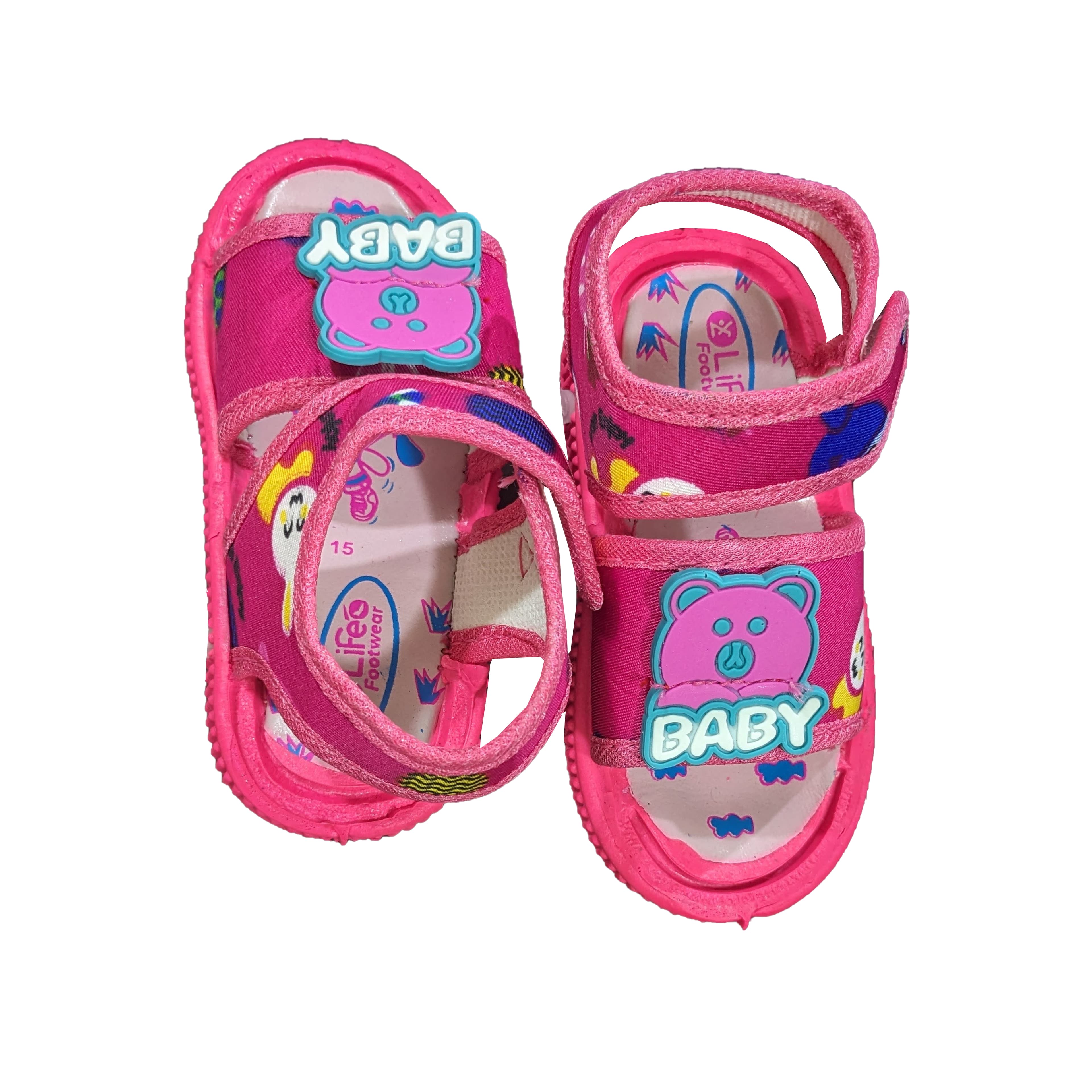Infant Cartoon Bear Open-Front Sandals with Ankle Strap Design thumbnail 4