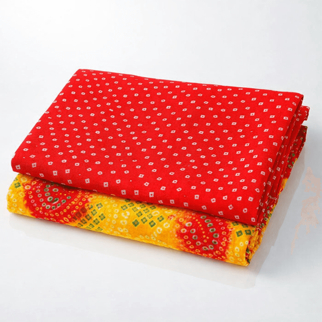 Bandhani Printed Georgette Saree With Unstitched Blouse Piece (Yellow & Red) thumbnail 7