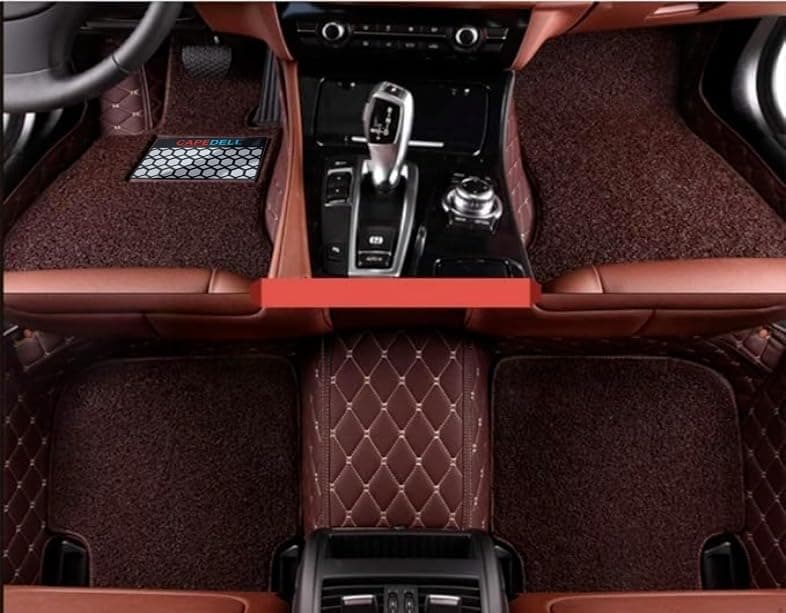 Premium Coffee with Golden Car Floor Mats – Anti-Slip, Waterproof, Full Set Interior Protection Capdell Premium 4pc