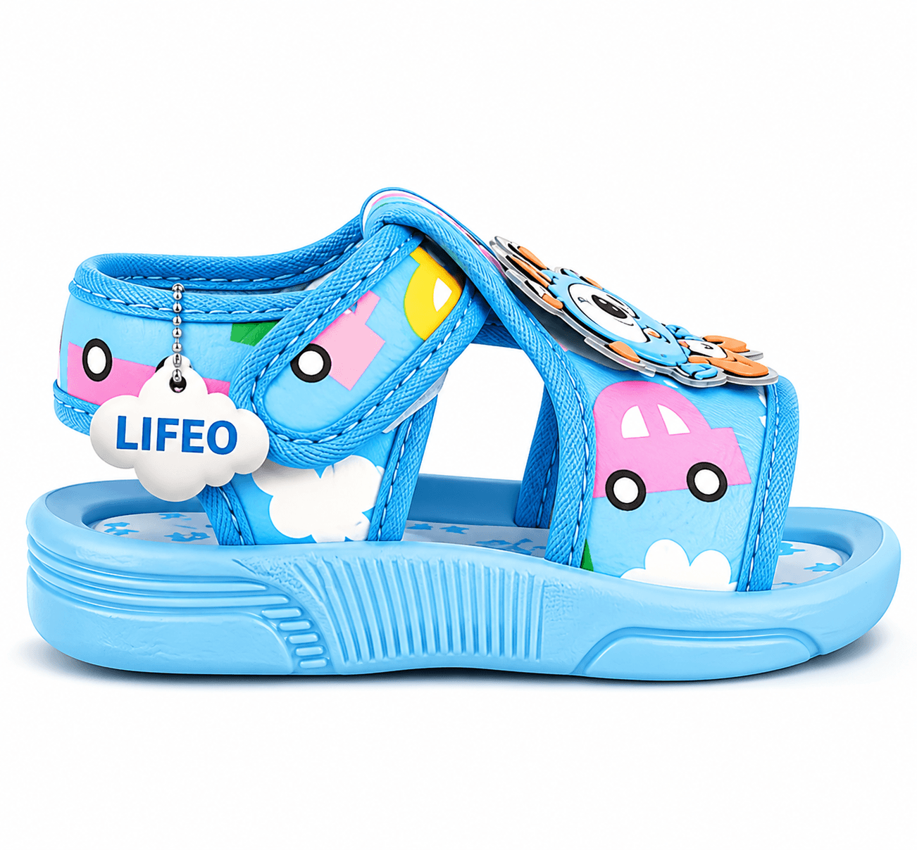Kids Cartoon Print Open-Toe Hook-and-Loop Sandals with Back Strap thumbnail 2