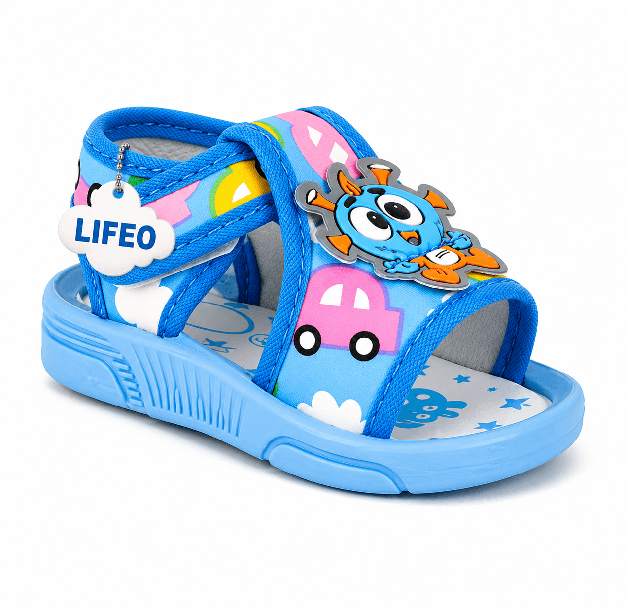 Kids Cartoon Print Open-Toe Hook-and-Loop Sandals with Back Strap thumbnail 3