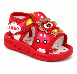 Kids Cartoon-Print Open-Toe Sandals with Textile Upper and Ankle Strap