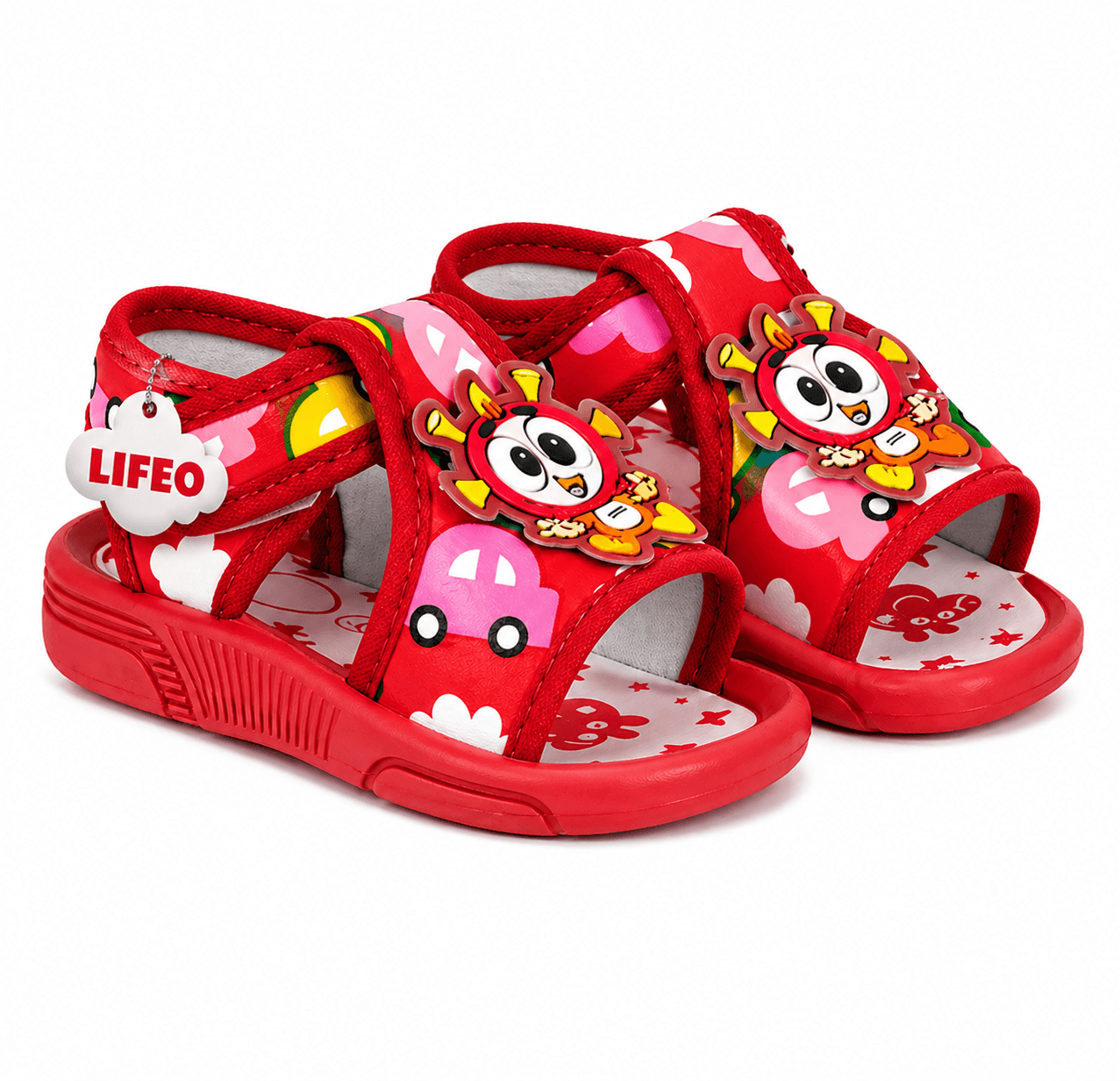 Kids Cartoon-Print Open-Toe Sandals with Textile Upper and Ankle Strap thumbnail 2