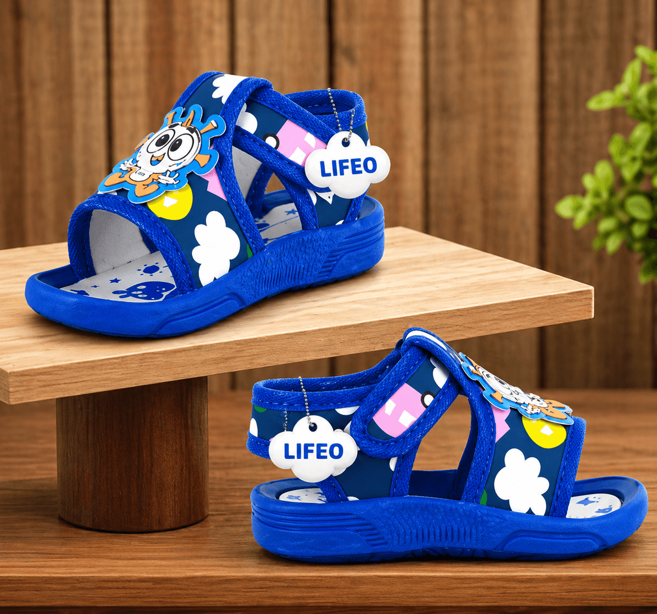 Toddler Cartoon Print Open-Toe Sandals with Hook-and-Loop Ankle Strap thumbnail 5