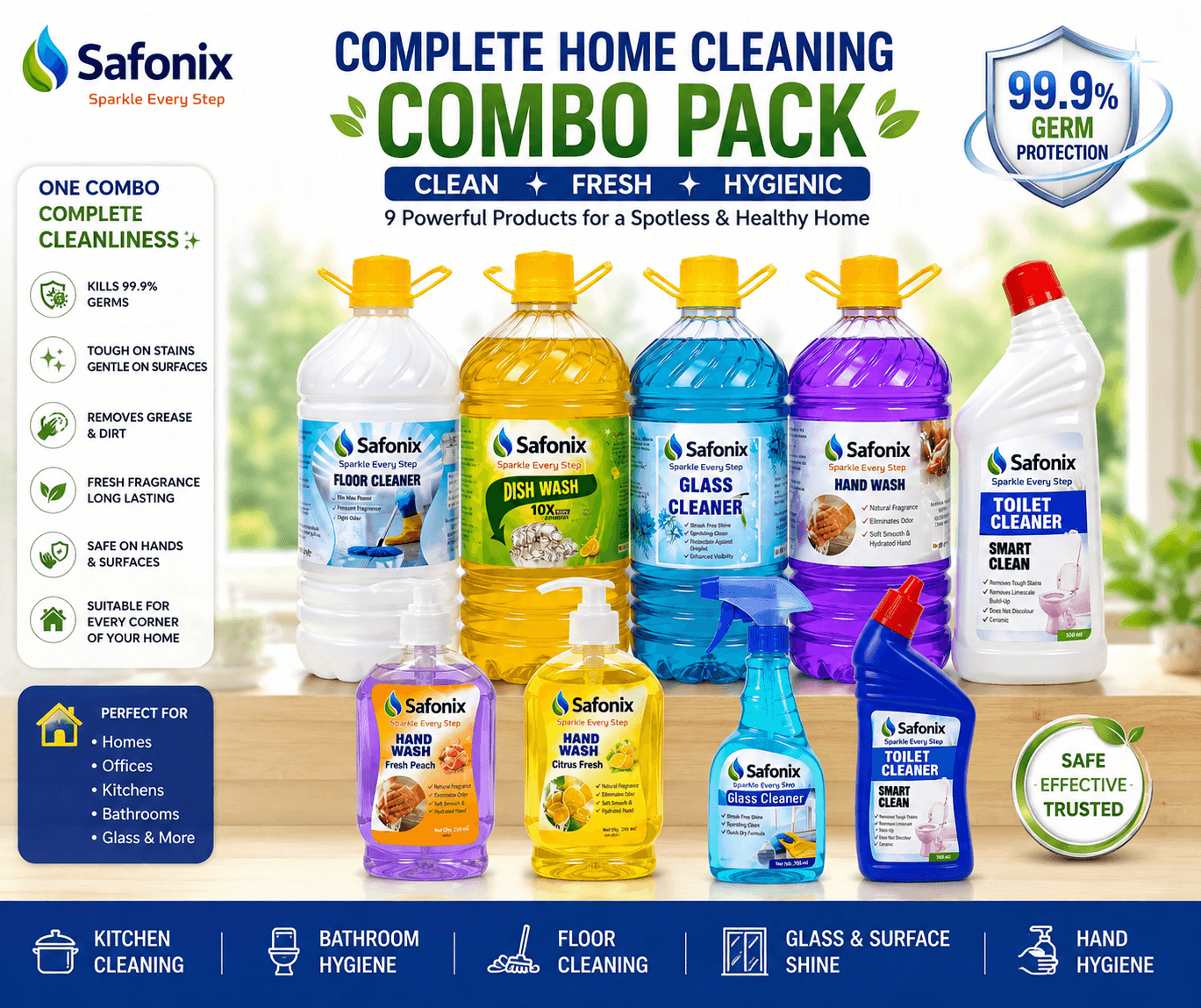 Safonix Complete Home Cleaning Combo – Sets Of 9 thumbnail 2