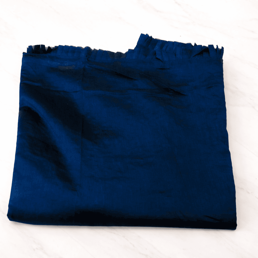 Royal Blue Embroidered Saree With Silver Paisley Border | Party Wear Designer Saree For Women thumbnail 5