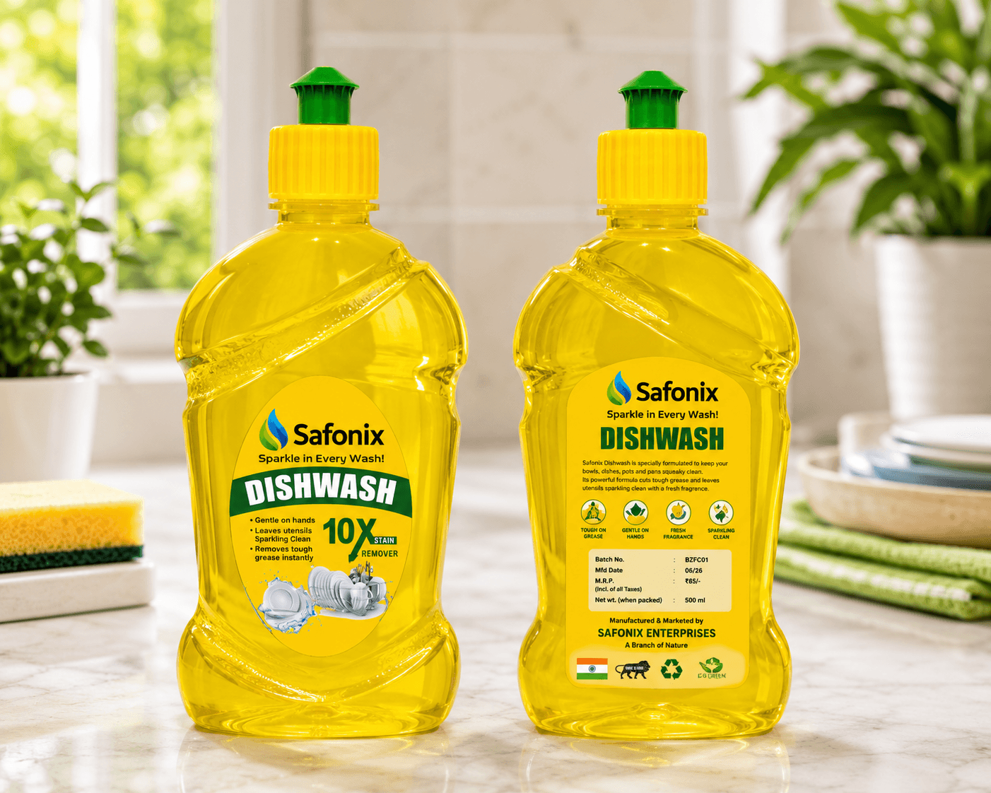 Safonix Dishwash Liquid – 10X Stain Remover, Tough On Grease & Sparkling Clean | Pack Of 2 thumbnail 3