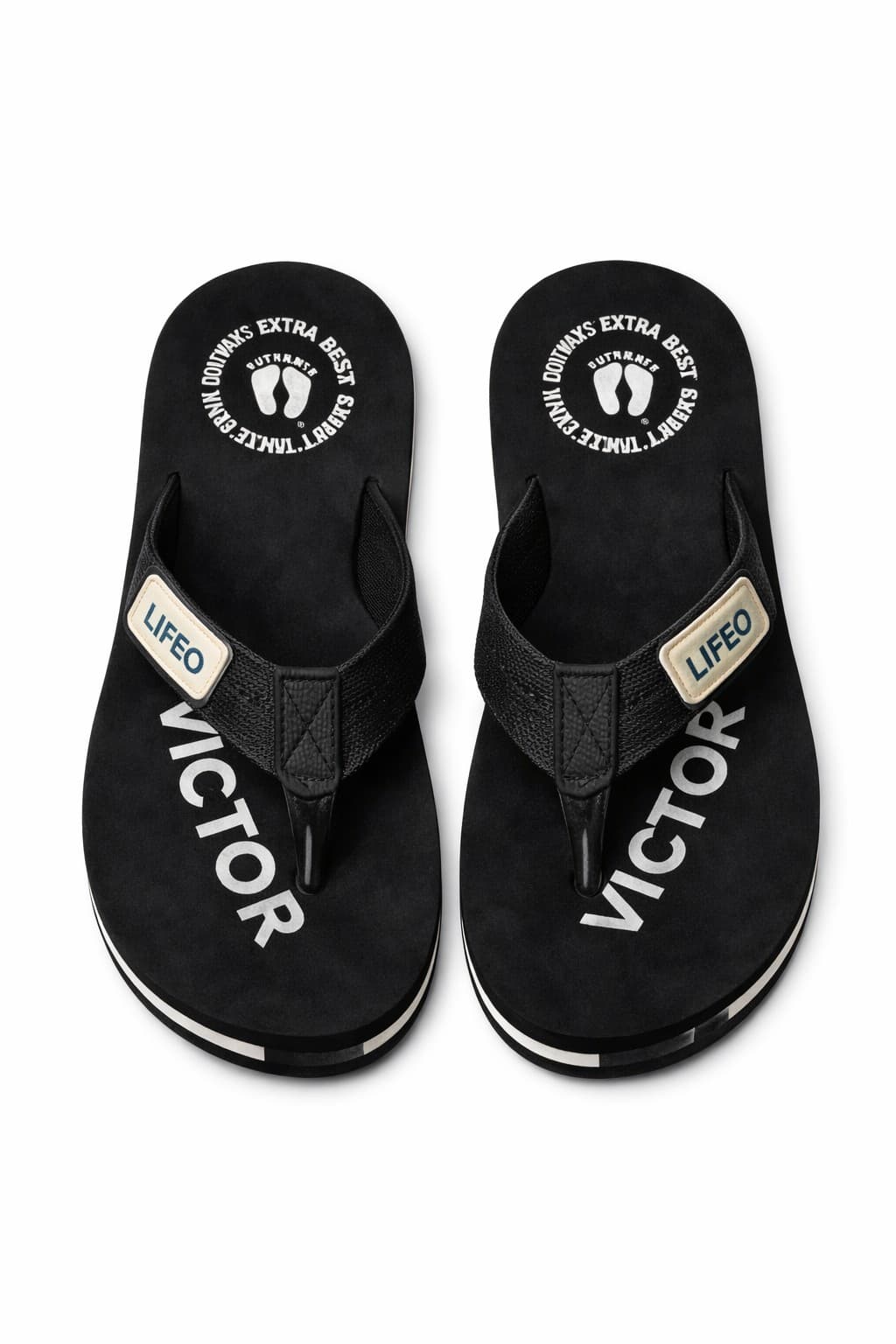 Men’s Toe-Post Flip Flops with Textured Cross Strap and Printed Footbed thumbnail 1