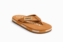 Men’s Textured Strap Thong Flip Flops with Striped Sole