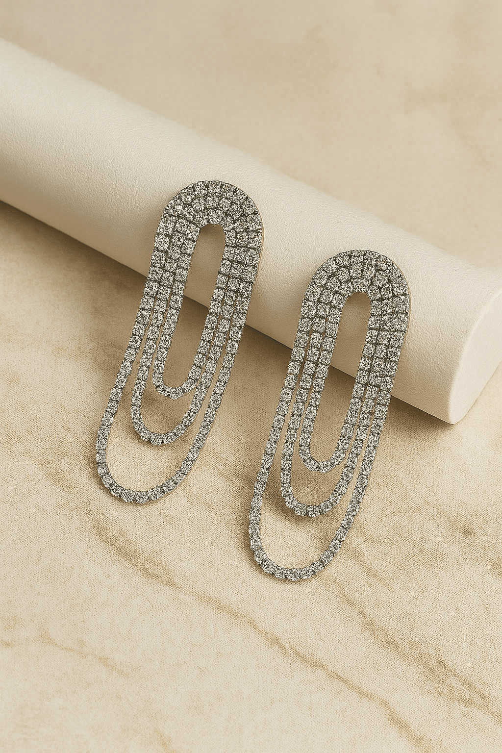 AzuraGems Rhodium-Plated Crystal-Studded Necklace Set with Layered Dangler Earrings, White, Traditional Ethnic Design thumbnail 5