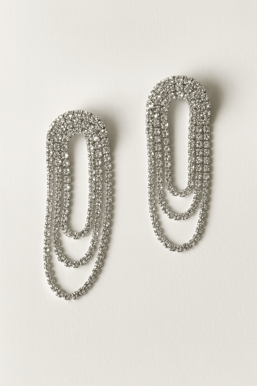 AzuraGems Rhodium-Plated Crystal-Studded Necklace Set with Layered Dangler Earrings, White, Traditional Ethnic Design thumbnail 3