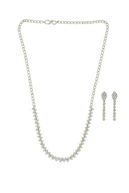 AzuraGems Rhodium-Plated Emerald Green, AD & Cubic Zirconia Studded Jewelry Set for Womens & Girls
